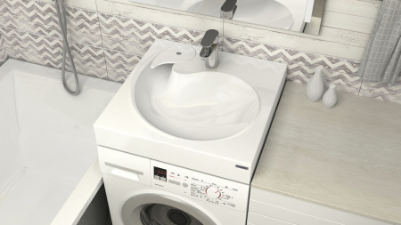 Раковина из искусственного камня Paulmark WINKEN PM740431 60х60 над стиральной машиной цвет белый 1 отверстие под смеситель